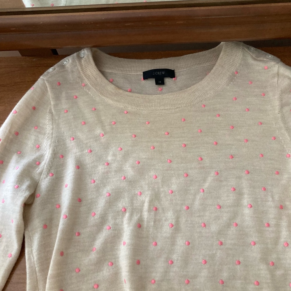 J. Crew Cream and Pink Crew Neck Sweaters